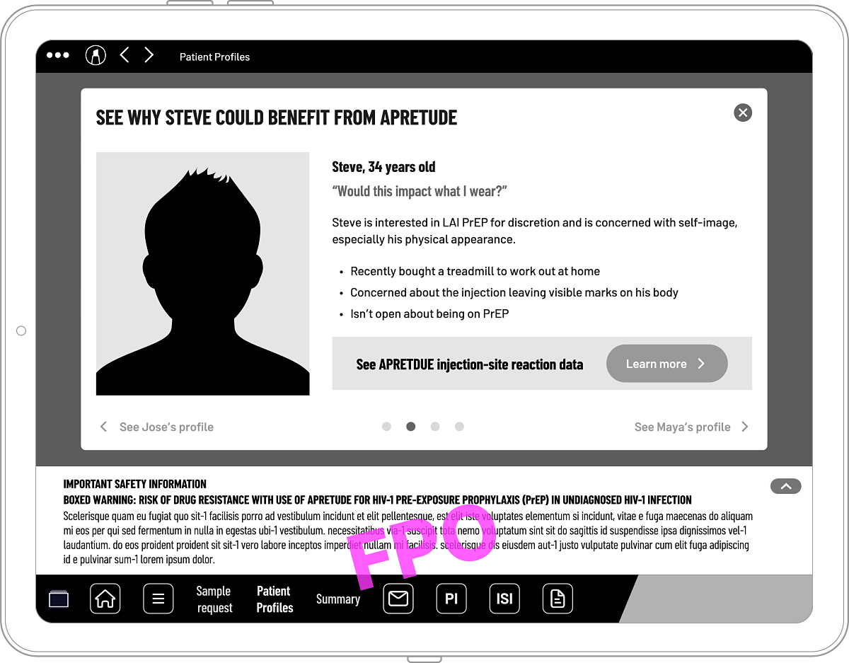 Steve's patient profile, concerned about discretion and visible marks